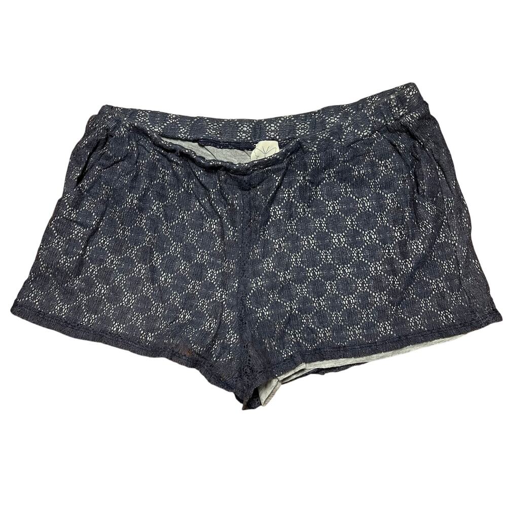 Ella Moss Anthropologie Navy Grey Crochet Overlay Knit Shorts Size L